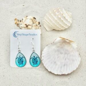 Sea Turtle Cabachon Earrings